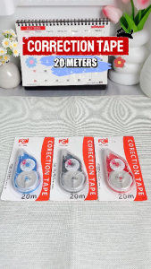 FCI Correction Tape (3 Color Available) (20Meters) Quick Fix writing Durable Extended Lenght Tape Dispencer for Notes & Document Editing