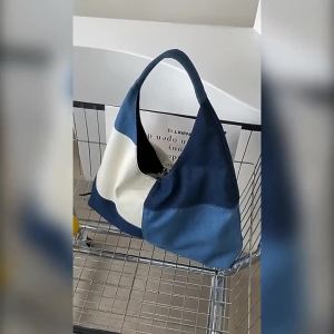 Patchwork Design Women Shoulder Bag Fashion Denim Female Handbags Large Capacity Jeans Big Totes