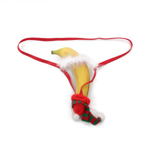 กางเกงในชาย ชุดคริสต์มาส จีสตริง ผ้าคลุมอวัยวะเพศชาย ผ้าพันคอ เซ็กซี่ กางเกงในจีสตริงขนาดเล็ก กางเกงในชายแบบเปิด ผ้ากำมะหยี่ ของขวัญตลก หมวก กางเกงใน