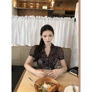 Polka Dot Bell Sleeve Chiffon Blouse