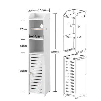 Narrow Bathroom Storage Shelf Floor Toilet Side Cabinet