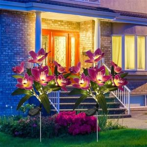 Garden Solar Lawn Lamp LED Simulation Orchid Flower Ground Light Wedding Holiday Party Outdoor Courtyard Patio Fence Decoration