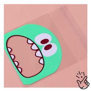 Cute Cartoon Monster Cookie Candy Self-Adhesive Plastic Bags For Biscuits Snack Baking Package Supplies Christmas Decor