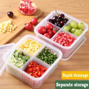 4/6 Grid Refrigerator Food Drain Fresh-keeping Box Ginger Garlic Onion Pepper Storage Box Fruit Vegetable Drain Basket