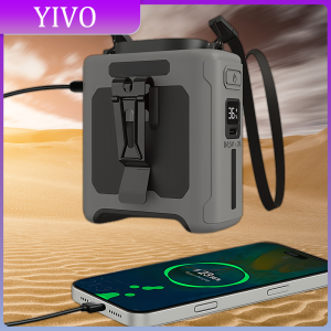 10000mAh Wearable Neck Fan with SOS Light 40H Personal Air Cooler 5 Speeds Waist Fan for Outdoor Sport Travel Camping