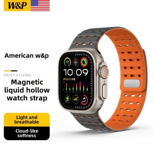 W&P For Magnetic Watch Strap watch ultra1/2 Magnetic Loop Liquid Silicone Breathable Strap iWatch S10/9/8/7/6/SE Magnetic Breathable PGBD-46