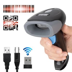 1D/2D Barcode Reader USB Wired/Wireless 2.4G WIFI Bluetooth Handheld Bar Code QR Code Scanner CMOS Image High-speed Decoding