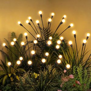 Solar Swaying Firefly Stake Lights Outdoor Waterproof Globe Ball Lights Solar Powered Swing Landscape Decorative Lamps Lawn