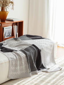 Nordic Style Knitted Blanket Grey Leisure Sofa Cover Blanket for Afternoon Nap Living Room Single Person Sample Room Blanket