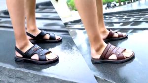 BETSY STORE Dép đế bằng nam đế dày dép chống mài mòn mềm mại và thoải mái dép chống trượt chống thấm nước và chống mùi dép thông thường thời trang màu trơn