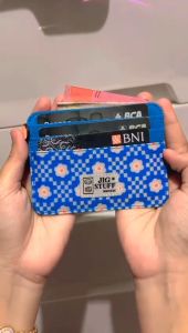 dompet kartu card holder slim wallet 6 slot kartu 1 slot uang ring pengait untuk lanyard bahan poliester cordura waterproof anti air kain