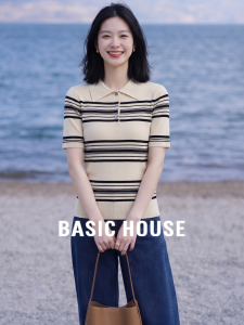 Basic House | Striped Slim Fit Womens Short Sleeve Polo Shirt