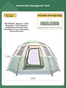 SUNNY FEEL | Portable Hexagonal Tent Hydraulic Quick Open
