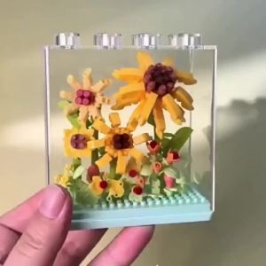 Hộp Hoa Sáng Tạo Khối Xây Dựng Đồ Trang Trí Để Bàn Vĩnh Cửu Nhựa ABS Gạch Tự Khóa Nhỏ Quà Tặng Cho Người Lớn 18+