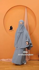 Afhadahijrah: Gamis Anak Perempuan Set Cadar Elisa Cringkle Air Flow Hitam Baju & Hijab Syari Free Niqab
