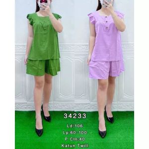 One set Katun Halus LD 120 Jumbo Hotpants Kancing 3 Busui Friendly Polos