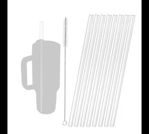 Reusable Straw with Cleaning Brush Plastic Replacement Straw for Stanley 40oz Adventure Quencher Travel Tumbler Plastic Straws
