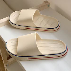 Fashionable British Style Thick Bottom Slippers Home Use Anti-Slip Summer Couples Slippers Women Men Slip-Resistant House Shoes