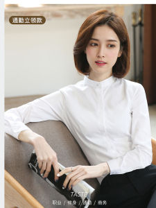 Womens Cotton Shirt Stand Collar Professional Workwear Interview New Design Sensation Spring Autumn Chinese Style Long Sleeve