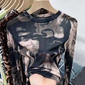 เสื้อเชิ้ตผู้หญิงแขนยาวฤดูใบไม้ร่วงปี 2024 ทรงเข้ารูป ปกกลม กระดุม ซิป ทรงเข้ารูป แขนยาว คอตั้ง เสื้อผ้าทำงาน