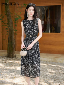POEMLADY | French Printed Sleeveless Black Maxi Dress