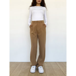 Swagal Women's Autumn & Winter Thick Vintage Deciduous Brown High Waist Slimming Pants