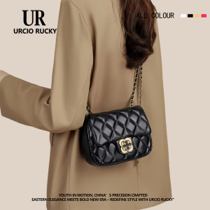 URCIO RUCKY Black Gold Ball Chain Crossbody Bag Casual Versatile Womens Bag Elegant Sensation Handbag Fashionable Style