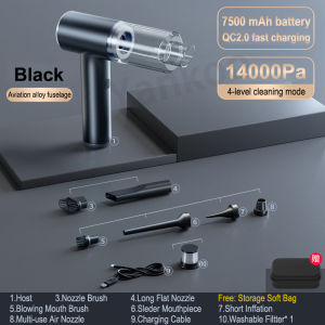 itutn Wireless Car Vacuum Cleaner WSXC-95W 14000Pa Kuasa Sedot Mini Badan Logam 4 dalam 1 Penyesuaian Empat Gear 7500mAh Daya tahan Panjang Cocok untuk Rumah / Mobil / Luar ruangan