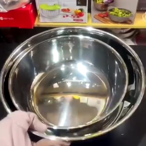 Chậu inox 304 cao cấp chậu inox đa năng Bossd chậu inox đựng thức ăn thau inox duc liền khối tô trộn salad bột bánh 28cm