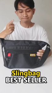 Tas Selempang Cowok Slingbag Hitam Kombinasi Pria Dinir Polos