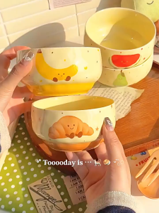2026 Fruit Croissant Ceramic Bowl Rice Bowl Fruit Bowl Yogurt Bowl Kitchen Dinnerware Plate Gift Home Decor