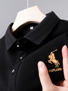 Pure Cotton Polo Shirt Mens Short Sleeve Summer New Style Long Sleeve Dad Clothes Business Casual Standard Fit Button Decorated