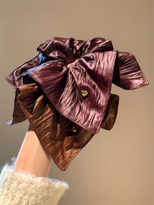 Leather Heart Shaped Square Scarf Hair Ties Womens Korean Style Low Side Tail Hair Bands Hair Ropes Fashionable Hair Accessories