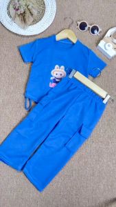 Oneset Cargo LABUBU viral Anak perempuan Estimasi anak usia 1-6thn Setelan Cargo LABUBU Bahan knit