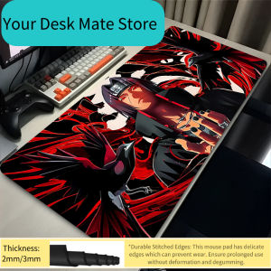 Bandai | Mouse Pad Gamer Larger XXL Uchiha Itachi Madara N-Naruto Uzumaki Computer Keyboard Desk Mat Pc Gaming Accessories Black Mousepad