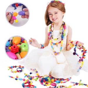 Handmade Pop Beaded Toys for Kids: Girl Beads Set for Bracelet Necklace DIY Jewelry Making Kit Set Educational Toy