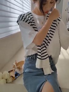 🔥Fran🔥 2025 NEW High-end Knitted Striped Shawl Women Summer Neck Protection Vest Versatile Shawl 2️⃣0️⃣2️⃣5️⃣