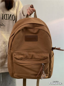Phong Cách Retro Ba Lô Canvas Tiệc Trà Thương Hiệu Ins Phong Cách Đôi Gốc Dây Đeo Vai Dây Kéo Đóng Cửa Giải Trí Sử Dụng Cho Thanh Niên