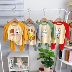 Bộ Quần Áo Trẻ Em Dài Tay Hiệu NATUCO Vải Thun Lạnh Cho bé 8-27kg Tay áo Raglan In Hình 2 Mặt TD-IN100