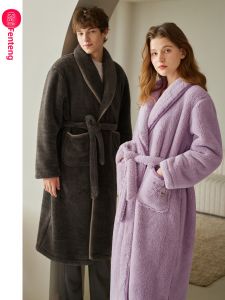 FENTENG | Couples Warm Autumn Winter Anti-static Fashion Casual Mid-length Coral Fleece Loungewear