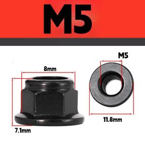 DIN6926 304 Stainless Steel Black Nylon Insert Hex Flange Lock Nut M4 M5 M6 M8 M10 M12 Smooth Base Self-locking Nut Blackened