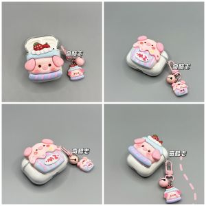 Adorable Pink Pig Head Bluetooth Earphone Case for Samsung Buds2/Pro Cartoon Protective Soft Shell Transparent Anti-Fall Strawberry Pig