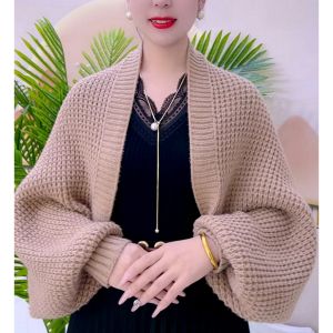 Fashionable Thickened Knitted Mesh Open Cardigan Long Sleeve Shawl Pure Color Versatile Casual Leisure Korean Style Warmth