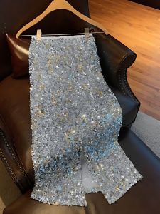 Elegant Silver Sequin Half-length Skirt High-waist Spring Autumn Womens Frock Cover Hip Bodycon Mid-length Split Design