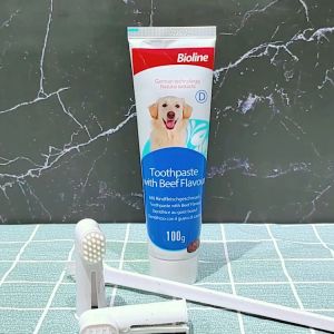Bioline Pet Dental Care Set Toothbrush and Toothpaste Set Pet Dog Toothpaste 100g