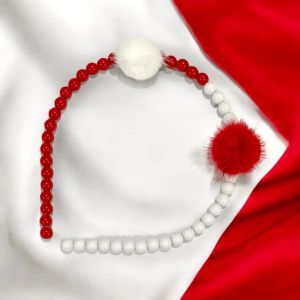 Bando Pompom Merah Putih Edisi Kemerdekaan HUT RI 17 Agustus Merdeka Red White Beads Headband Pom Pom Handmade