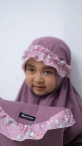 New Mukena Anak Perempuan 2in1 Resleting Dagu Tanggung 4-12 Tahun Bahan Katun Premium