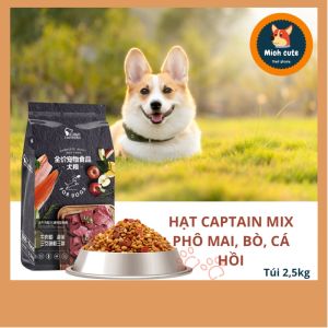 Thức ăn hạt cho chó W. Captain trộn sẵn cá hồi bò táo sấy TÚI CHIẾT 500GR
