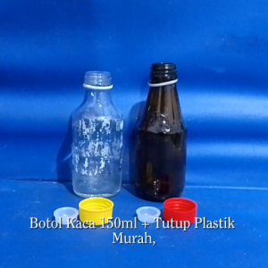 Botol Kaca 150ml Botol Bekas varian botol riben + Tutup Plastik Murah Serbaguna siap pakai