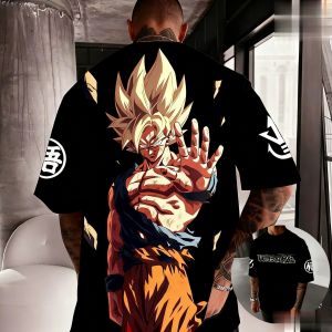 Bandai | Dragon Ball Anime Joint Cotton T-shirt 2026 Summer New Mens Saiyan Printed Harajuku Versatile Loose Casual Short Sleeve Top